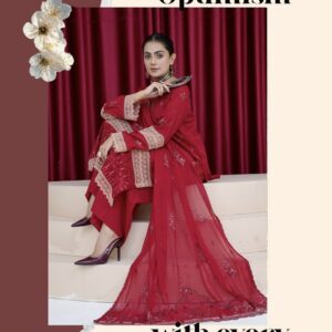 AGHOSH BY BIN SAJJAD UNSTITCHED EMBROIDERED 3 PC LAWN BANA DORA - Image 1